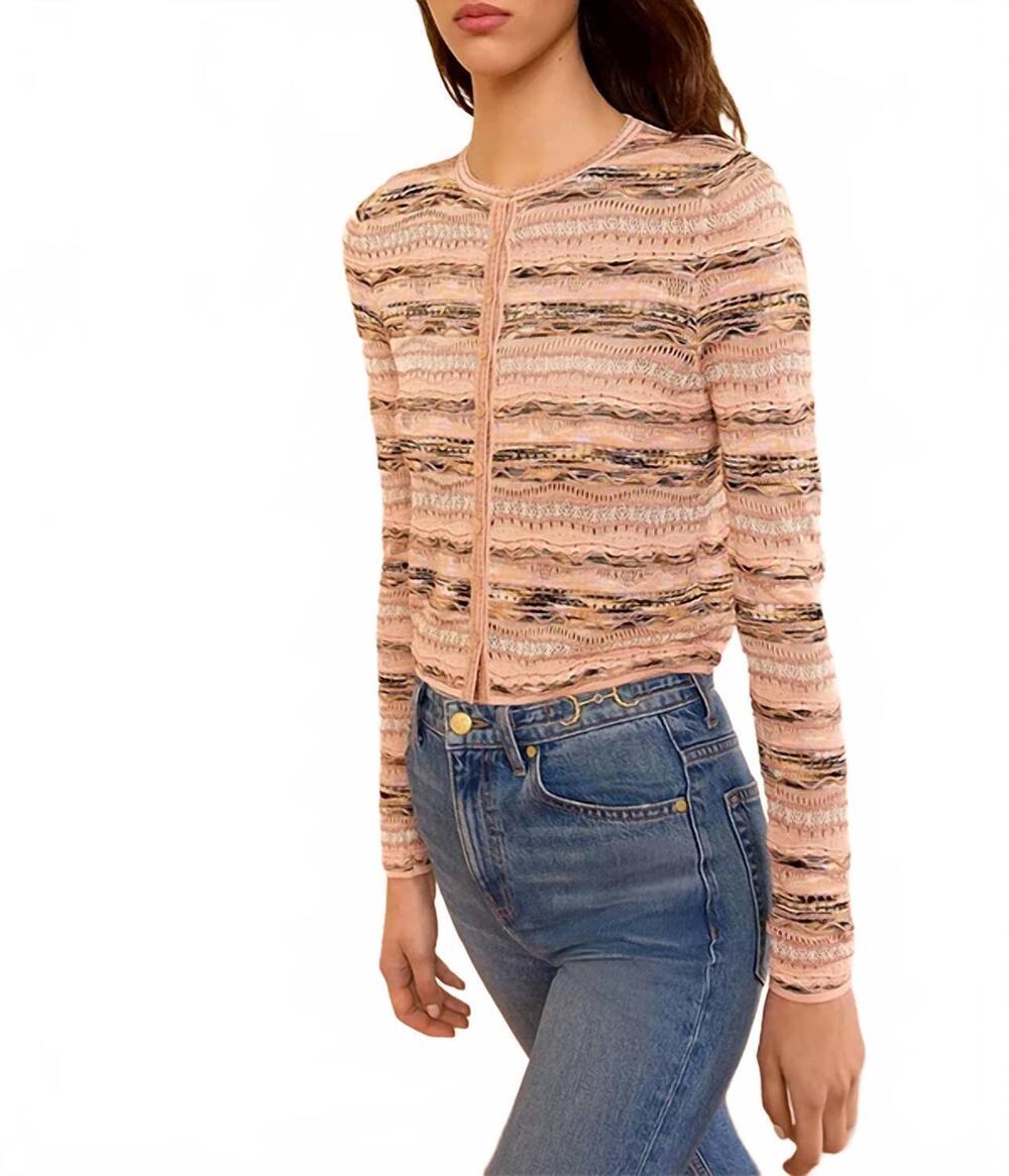 NEW ULLA JOHNSON mia long sleeve knit cardigan in hibiscus
